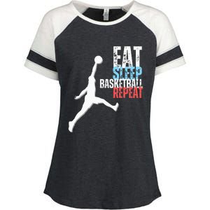 Eat Sleep Basketball Repeat Players Enza Ladies Jersey Colorblock Tee