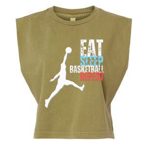 Eat Sleep Basketball Repeat Players Garment-Dyed Women's Muscle Tee