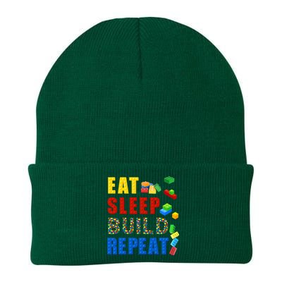 Eat Sleep Build Repeat Building Bricks Blocks Master Builder Knit Cap Winter Beanie