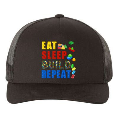 Eat Sleep Build Repeat Building Bricks Blocks Master Builder Yupoong Adult 5-Panel Trucker Hat