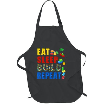Eat Sleep Build Repeat Building Bricks Blocks Master Builder Full-Length Apron With Pockets