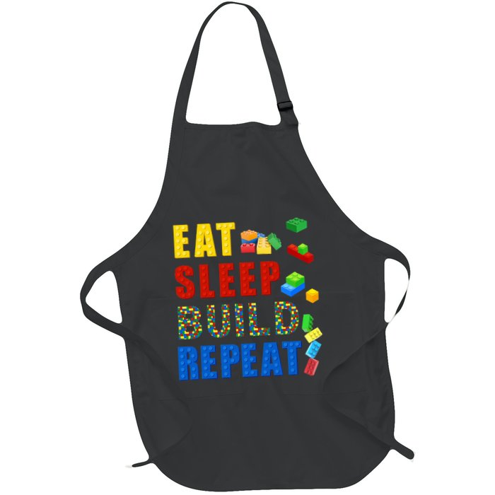 Eat Sleep Build Repeat Building Bricks Blocks Master Builder Full-Length Apron With Pockets