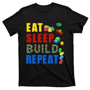 Eat Sleep Build Repeat Building Bricks Blocks Master Builder T-Shirt