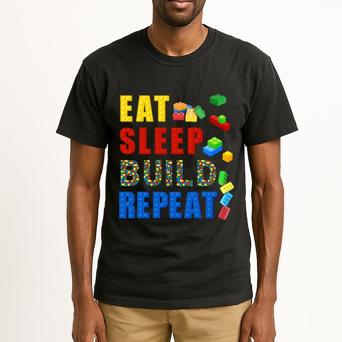 Eat Sleep Build Repeat Building Bricks Blocks Master Builder Tall T-Shirt