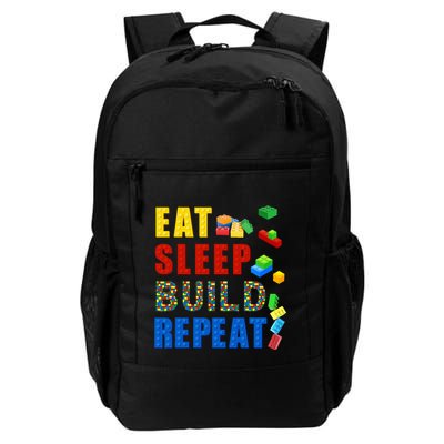 Eat Sleep Build Repeat Building Bricks Blocks Master Builder Daily Commute Backpack