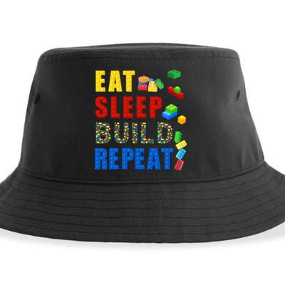 Eat Sleep Build Repeat Building Bricks Blocks Master Builder Sustainable Bucket Hat