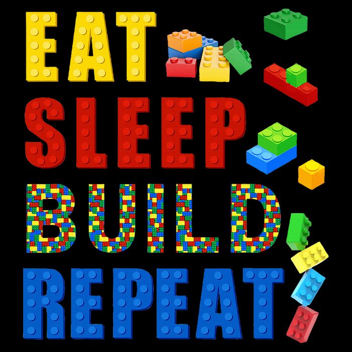 Eat Sleep Build Repeat Building Bricks Blocks Master Builder Flat Bill Trucker Hat