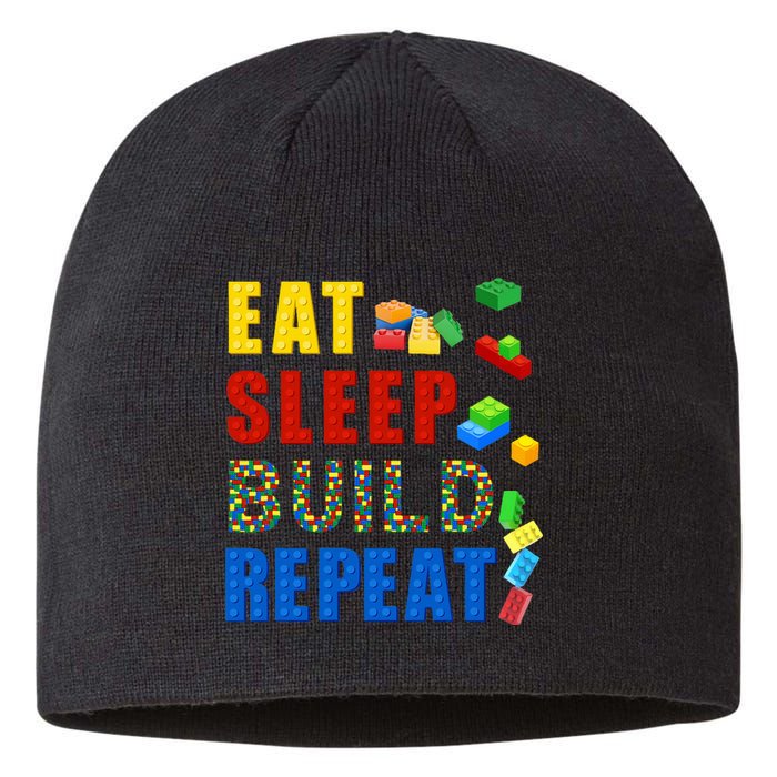 Eat Sleep Build Repeat Building Bricks Blocks Master Builder Sustainable Beanie