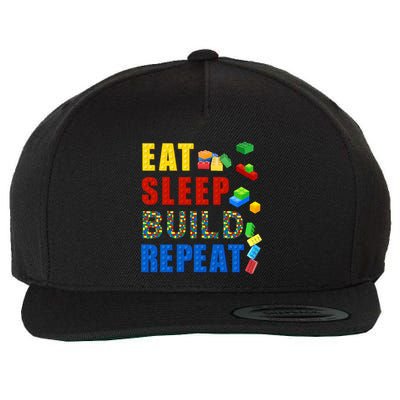 Eat Sleep Build Repeat Building Bricks Blocks Master Builder Wool Snapback Cap