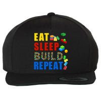 Eat Sleep Build Repeat Building Bricks Blocks Master Builder Wool Snapback Cap