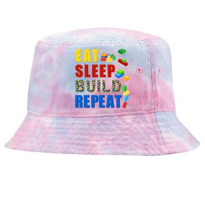 Eat Sleep Build Repeat Building Bricks Blocks Master Builder Tie-Dyed Bucket Hat