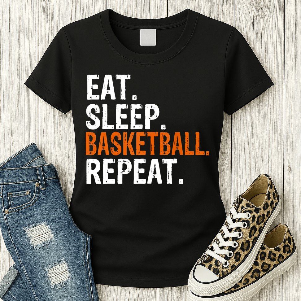 Eat Sleep Basketball Repeat Gift Womens T-Shirt