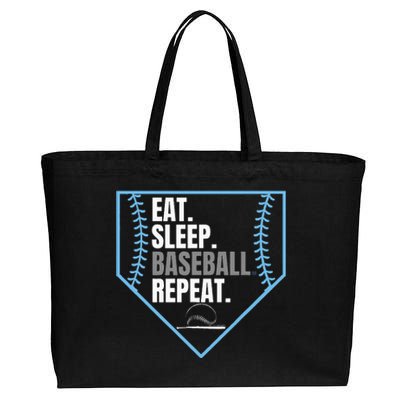 Eat Sleep Baseball Repeat Cotton Canvas Jumbo Tote