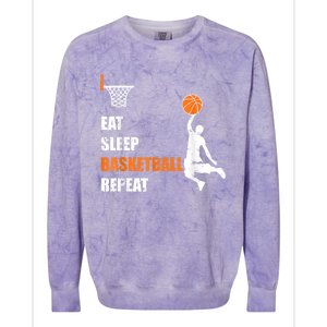 Eat Sleep Basketball Repeat Basketball Colorblast Crewneck Sweatshirt