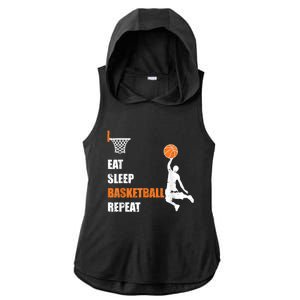 Eat Sleep Basketball Repeat Basketball Ladies PosiCharge Tri-Blend Wicking Draft Hoodie Tank