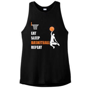 Eat Sleep Basketball Repeat Basketball Ladies PosiCharge Tri-Blend Wicking Tank