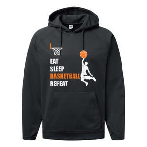 Eat Sleep Basketball Repeat Basketball Performance Fleece Hoodie