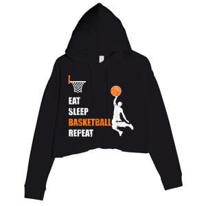 Eat Sleep Basketball Repeat Basketball Crop Fleece Hoodie