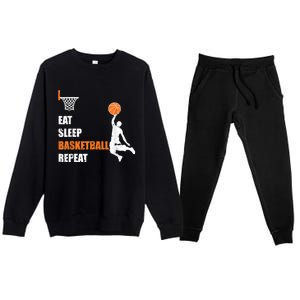 Eat Sleep Basketball Repeat Basketball Premium Crewneck Sweatsuit Set