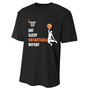 Eat Sleep Basketball Repeat Basketball Performance Sprint T-Shirt