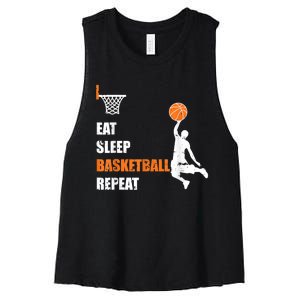 Eat Sleep Basketball Repeat Basketball Women's Racerback Cropped Tank