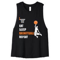 Eat Sleep Basketball Repeat Basketball Women's Racerback Cropped Tank