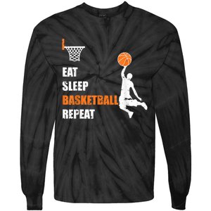 Eat Sleep Basketball Repeat Basketball Tie-Dye Long Sleeve Shirt