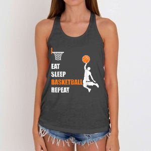 Eat Sleep Basketball Repeat Basketball Women's Knotted Racerback Tank