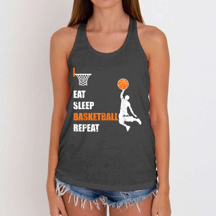 Eat Sleep Basketball Repeat Basketball Women's Knotted Racerback Tank