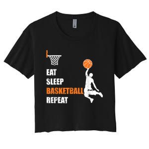 Eat Sleep Basketball Repeat Basketball Women's Crop Top Tee