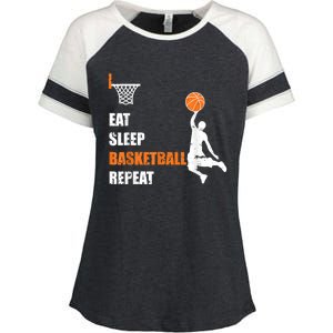 Eat Sleep Basketball Repeat Basketball Enza Ladies Jersey Colorblock Tee