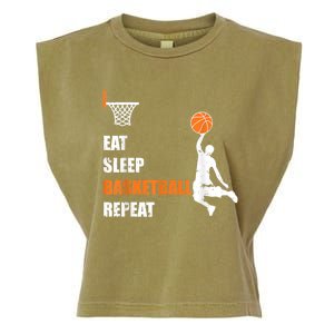 Eat Sleep Basketball Repeat Basketball Garment-Dyed Women's Muscle Tee