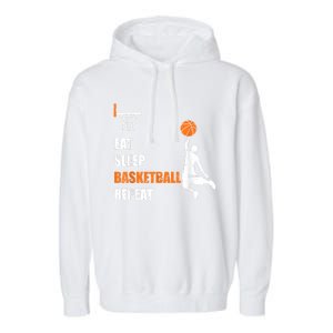 Eat Sleep Basketball Repeat Basketball Garment-Dyed Fleece Hoodie