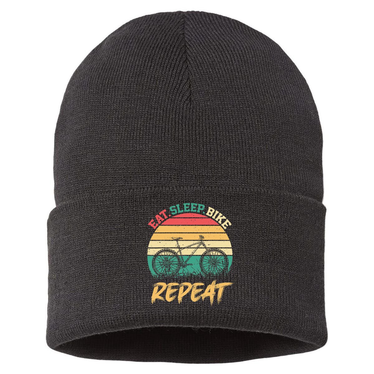 Eat Sleep Bike Repeat Cycling Cyclist Bicycling Sustainable Knit Beanie