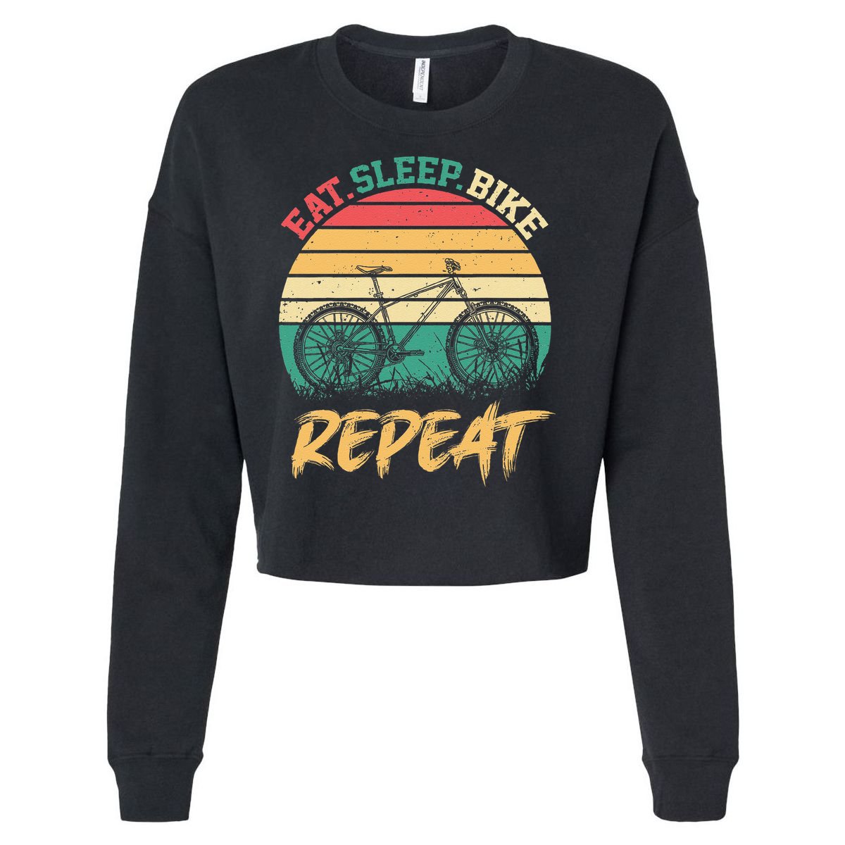 Eat Sleep Bike Repeat Cycling Cyclist Bicycling Cropped Pullover Crew