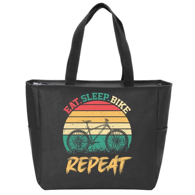 Eat Sleep Bike Repeat Cycling Cyclist Bicycling Zip Tote Bag