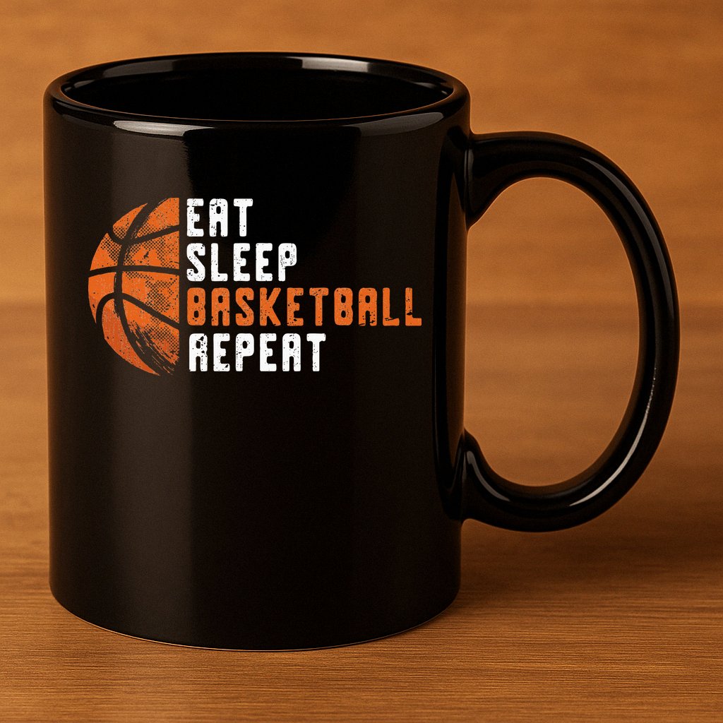 Eat Sleep Basketball Repeat Basketball 11oz C Handle Ceramic Mug