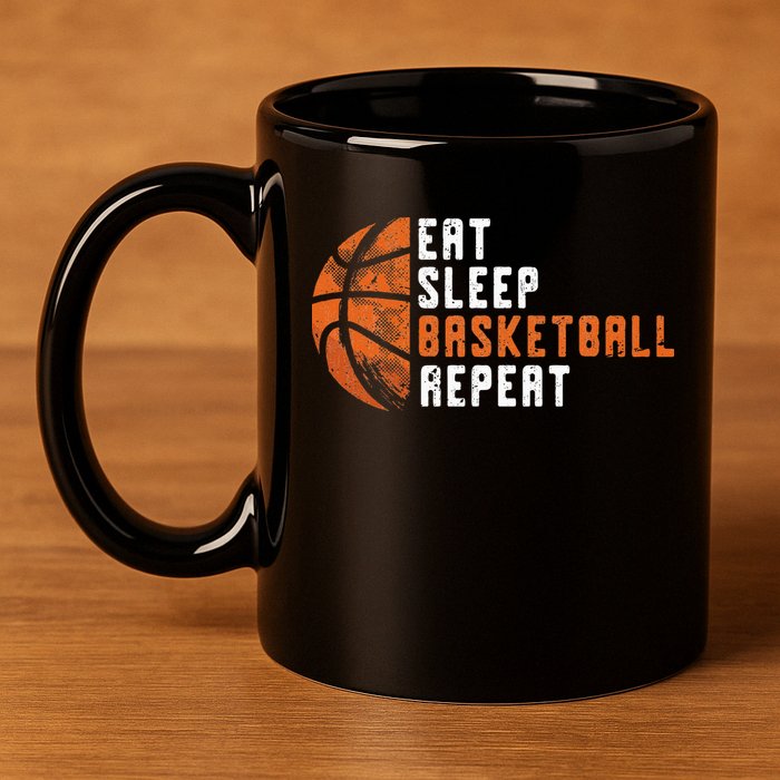 Eat Sleep Basketball Repeat Basketball 11oz C Handle Ceramic Mug