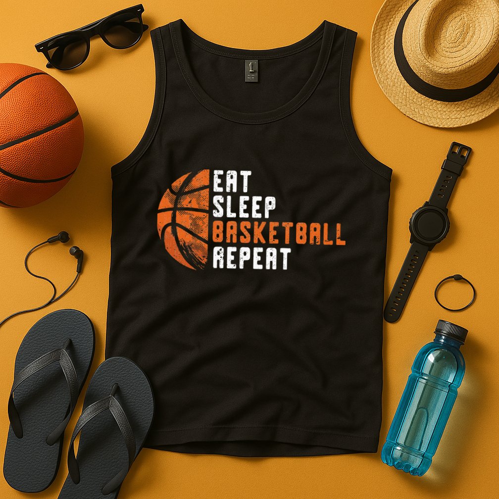 Eat Sleep Basketball Repeat Basketball Tank Top