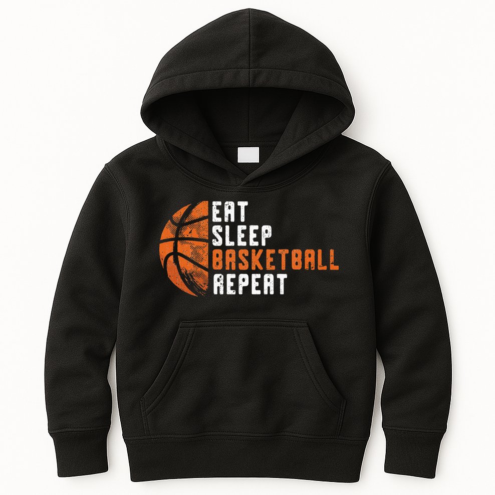 Eat Sleep Basketball Repeat Basketball Kids Hoodie