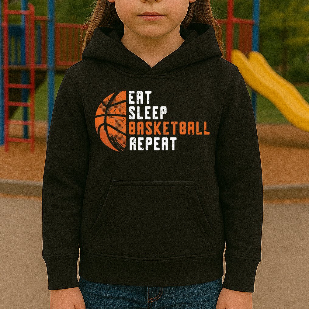 Eat Sleep Basketball Repeat Basketball Kids Hoodie