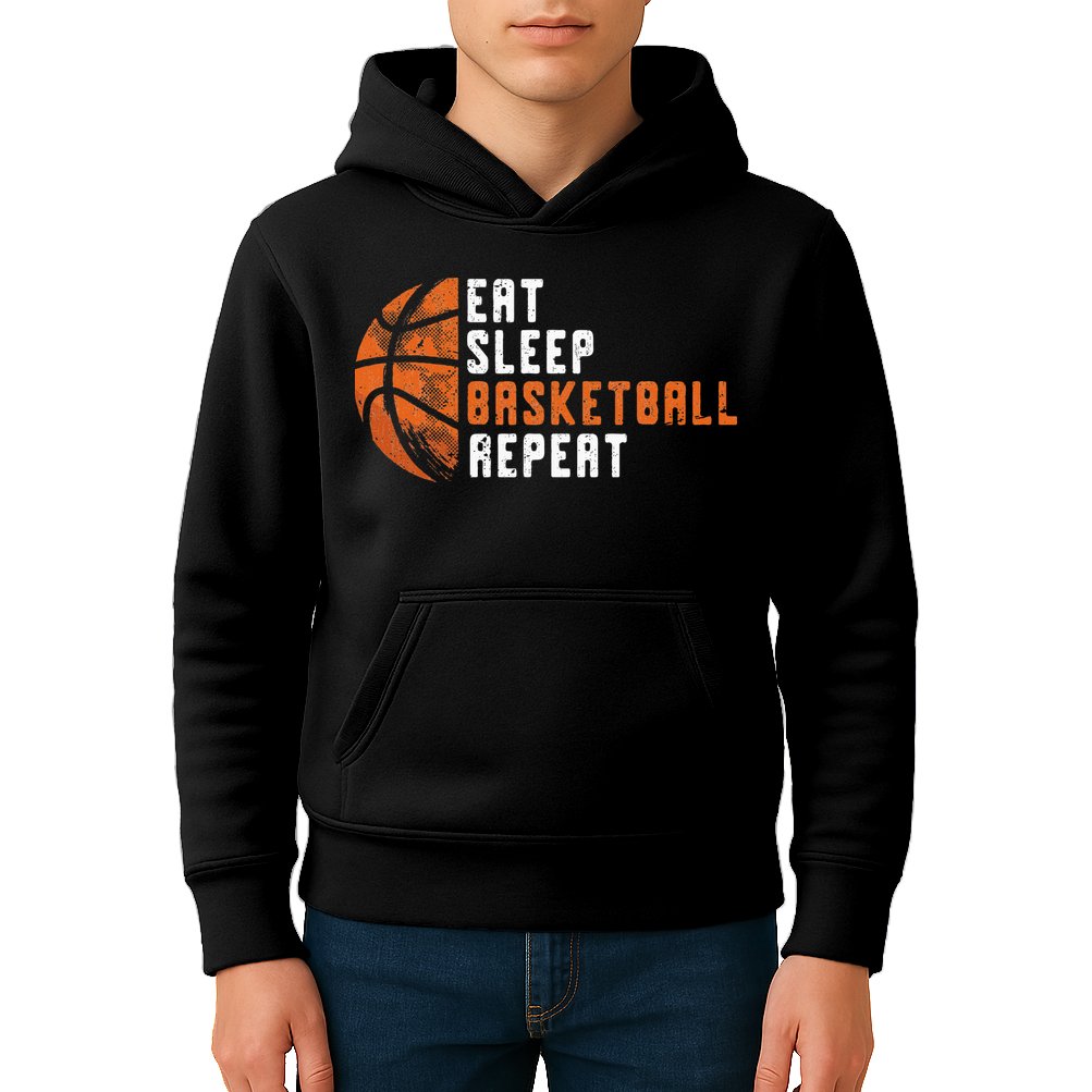 Eat Sleep Basketball Repeat Basketball Kids Hoodie