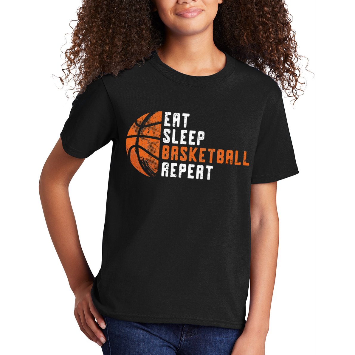 Eat Sleep Basketball Repeat Basketball Kids T-Shirt