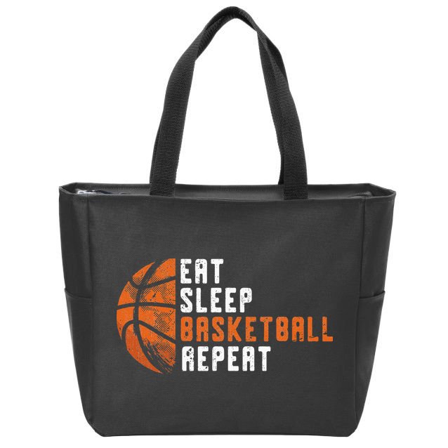 Eat Sleep Basketball Repeat Basketball Zip Tote Bag