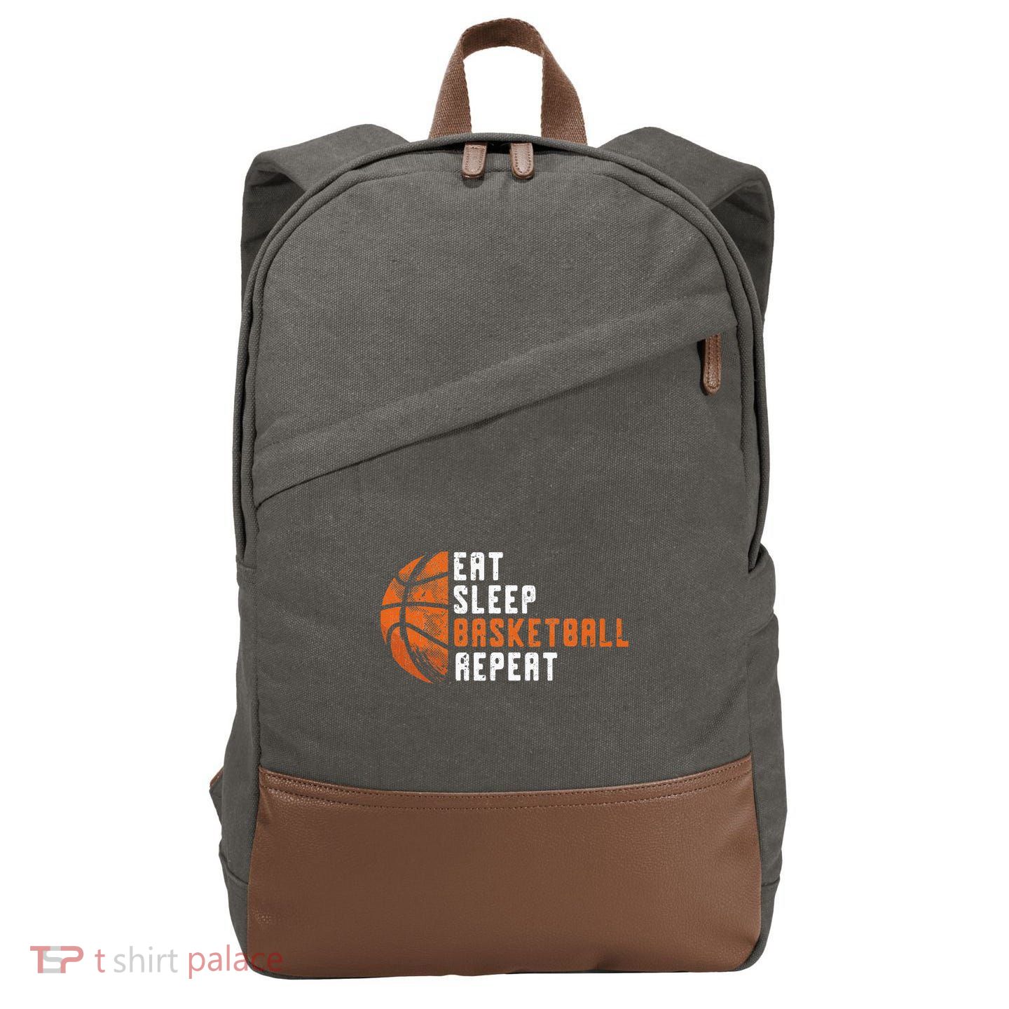 Eat Sleep Basketball Repeat Basketball Cotton Canvas Backpack