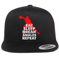 Eat Sleep Break Ankles Repeat Basketball Crossover Flat Bill Trucker Hat