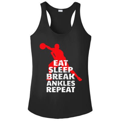 Eat Sleep Break Ankles Repeat Basketball Crossover Ladies PosiCharge Competitor Racerback Tank