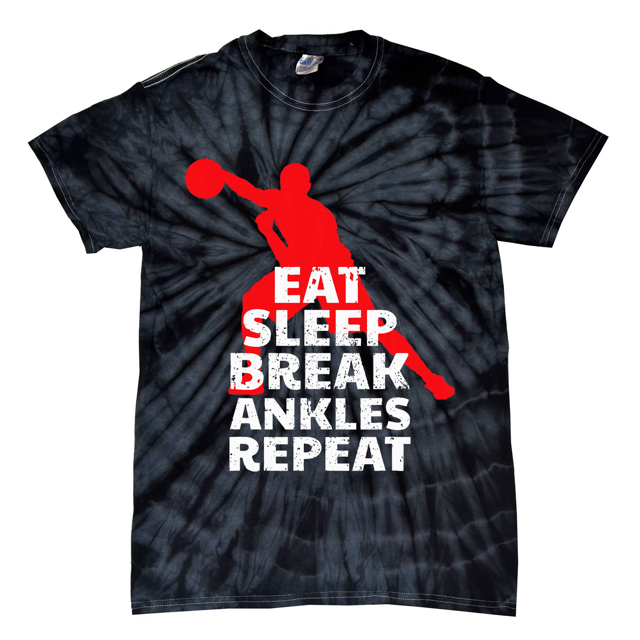 Eat Sleep Break Ankles Repeat Basketball Crossover Tie-Dye T-Shirt