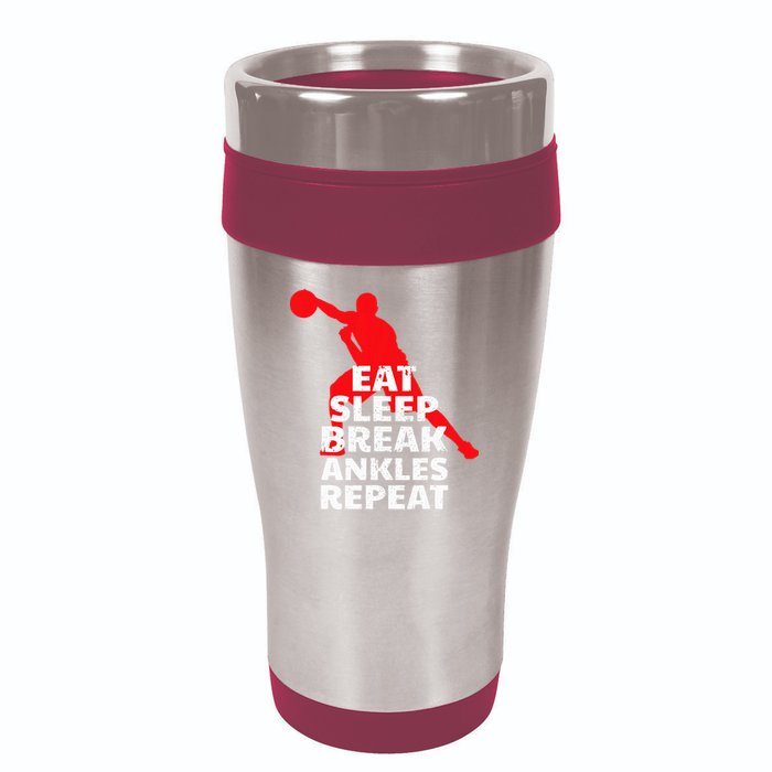 Eat Sleep Break Ankles Repeat Basketball Crossover 16oz Travel Tumbler