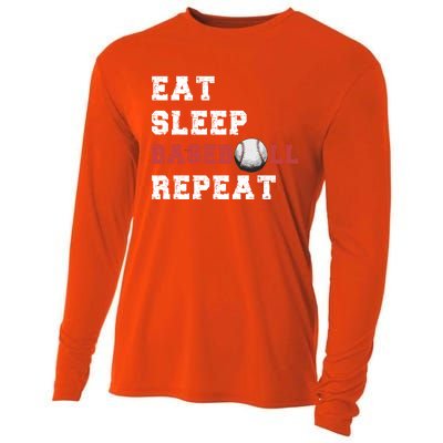 Eat Sleep Baseball Repeat Meaningful Gift Cooling Performance Long Sleeve Crew